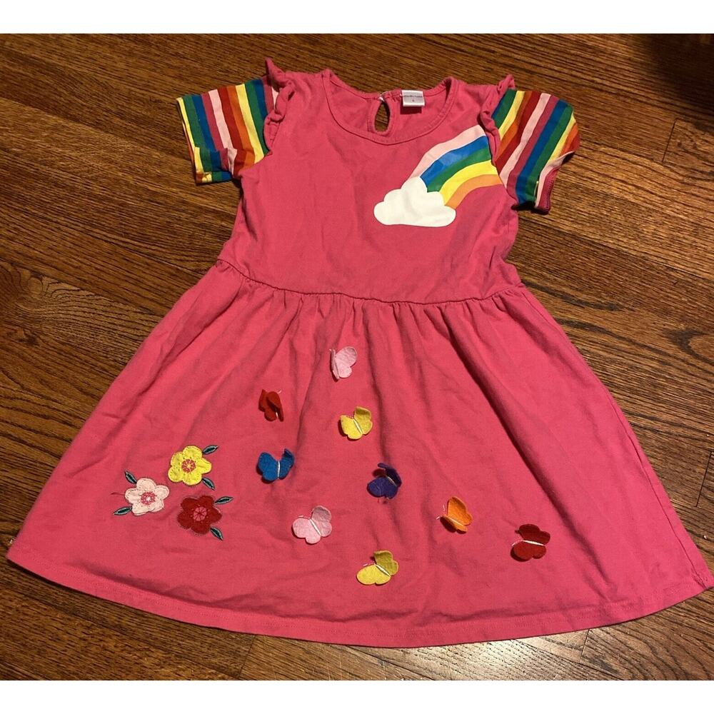 Penelope Plumm Dress Girls Size 6 Pink Rainbow Butterflies